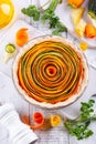 Spiral vegetable tart.