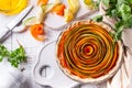 Spiral vegetable tart.