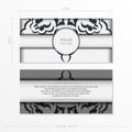 Preparing invitation card with dewy patterns.Stylish template for printing design postcard in white color with vintage