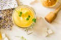 Preparing lemon cupcakes with citrus curd Royalty Free Stock Photo