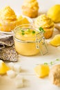 Preparing lemon cupcakes with citrus curd Royalty Free Stock Photo