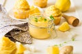 Preparing lemon cupcakes with citrus curd Royalty Free Stock Photo