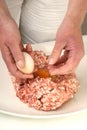 Preparing mince to make meatballs