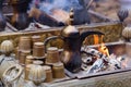 Preparing Oriental coffee in dallah Royalty Free Stock Photo