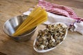 Preparing pasta with clams Royalty Free Stock Photo