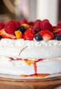 Preparing pavlova cake at home