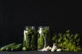 Preparing pickled cucumbers with herbs. Marinated cucumber