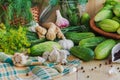 Preparing pickling cucumbers various components