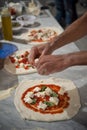 Preparing Pizza dought at the pizzeria Royalty Free Stock Photo