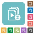 Preparing playlist rounded square flat icons Royalty Free Stock Photo