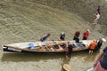 Preparing the rowing boat at Clovelly, Devon Royalty Free Stock Photo