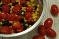 preparing salad in process Royalty Free Stock Photo