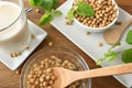 Preparing soy drink at home with soaked dry beans Royalty Free Stock Photo