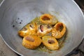 Preparing spicy and hot fish curry, Kumrokhali, West Bengal, India Royalty Free Stock Photo