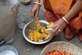 Preparing spicy and hot fish curry, Kumrokhali, West Bengal, India Royalty Free Stock Photo