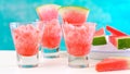 Preparing Summertime refreshing Watermelon granita desserts. Royalty Free Stock Photo