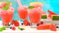 Preparing Summertime refreshing Watermelon granita desserts. Royalty Free Stock Photo