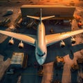 Preparing for Takeoff: Loading Cargo onto the Airplane.generative ai Royalty Free Stock Photo