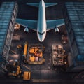 Preparing for Takeoff: Loading Cargo onto the Airplane.generative ai Royalty Free Stock Photo