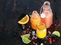 Preparing tasty healthy summer fruit juices