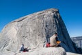 Preparing to climb Half Dome, Yosemite, California, USA