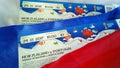 Preparing to enter the matches of the confederations Cup in 2017 and World Cup 2018 in Russia. Fan set - tickets and the flag