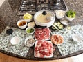 Preparing to make hot pot dinner in home kitchen Royalty Free Stock Photo