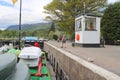 Preparing to moor boat inside canal lock