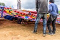 Preparing to raise giant kite, Giant kite festival, Santiago Sac