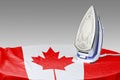 Preparing to smooth out the wrinkles of Flag-Canada Royalty Free Stock Photo