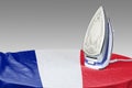 Preparing to smooth out the wrinkles of Flag-France Royalty Free Stock Photo