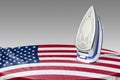 Preparing to smooth out the wrinkles of Flag-USA Royalty Free Stock Photo