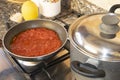 Preparing tomato sauce for pasta Royalty Free Stock Photo