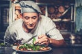 Preparing traditional italian pizza