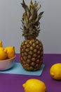 Preparing tropical cocktail with pineapple