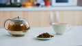 Prepating breakfast with green tea Royalty Free Stock Photo