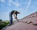 Prepearing to installation photovoltaic solar panel system on the roof. Royalty Free Stock Photo