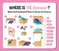 Preposition wordcard with dinosaurs and boxes