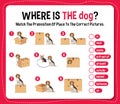 Preposition wordcard with dog and box