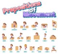 Preposition wordcard with girl and boxes