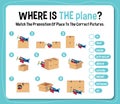 Preposition wordcard with plane and box