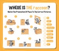 Preposition wordcard with raccoon and boxes