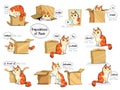 Prepositions of place. English prepositions. A clear example with a cat and a box