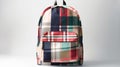 Preppy Plaid Backpack Pattern On White Background Royalty Free Stock Photo