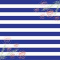 Preppy stripes roses background vector