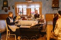 Prerov nad Labem, Czech Republic, 5 December 2021: Interior of traditional regional village house, family with children, Christmas