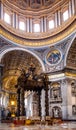 Presbytery and apse with St. Peter`s Baldachin in St. Peter`s Basilica, San Pietro of Vatican City in Rome in Italy Royalty Free Stock Photo
