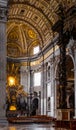 Presbytery and apse with St. Peter`s Baldachin in St. Peter Basilica of Vatican City in Rome in Italy Royalty Free Stock Photo