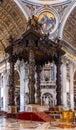 Presbytery and apse with St. Peter`s Baldachin in St. Peter Basilica of Vatican City in Rome in Italy Royalty Free Stock Photo