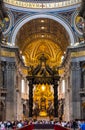 Presbytery and apse with St. Peter`s Cathedra Petri in St. Peter`s Basilica of Vatican City in Rome in Italy Royalty Free Stock Photo